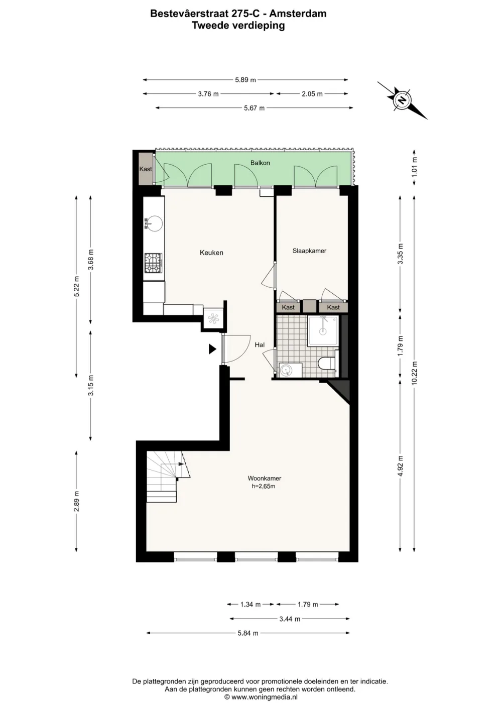 Plattegrond Bestevâerstraat 275-C - Plattegrond 1