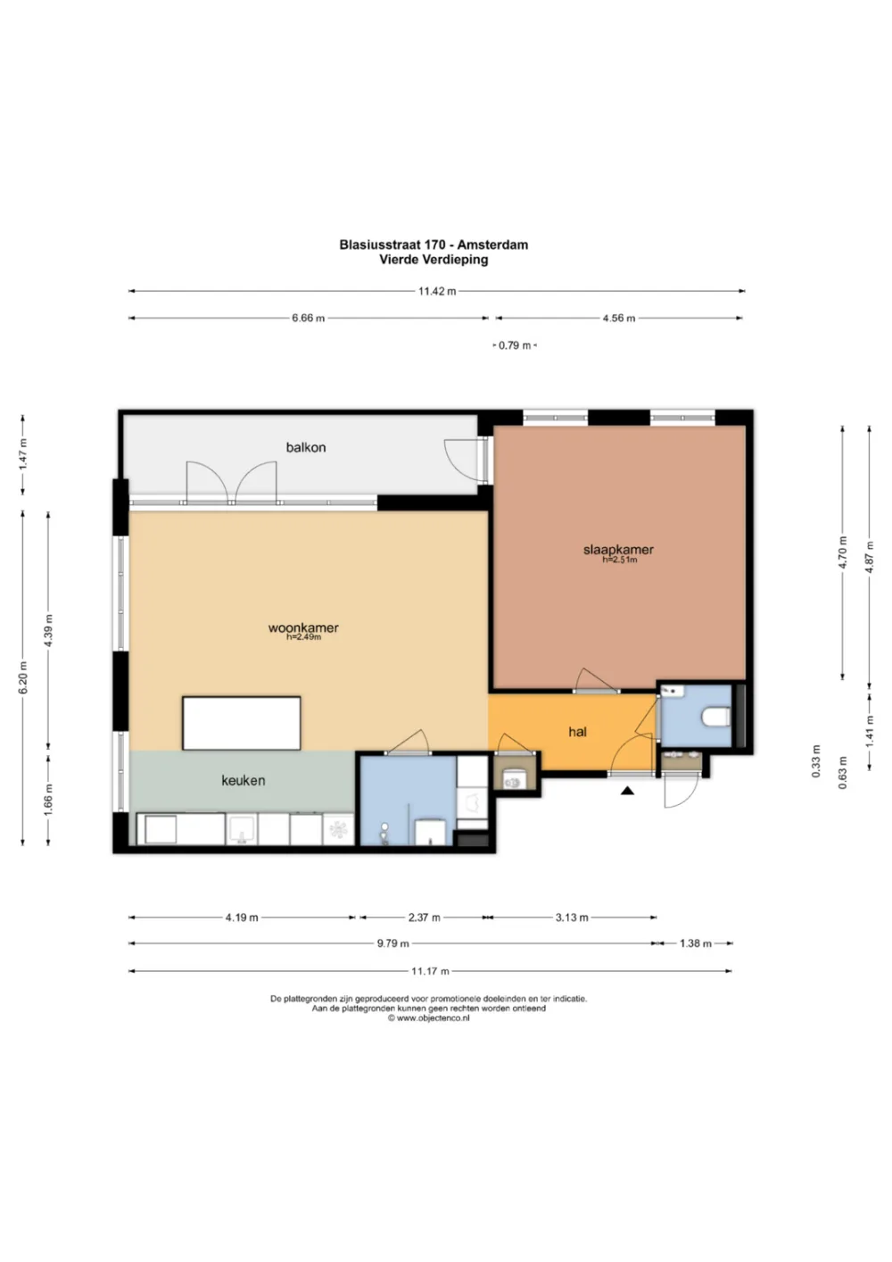 Plattegrond Blasiusstraat 170 - Plattegrond 1