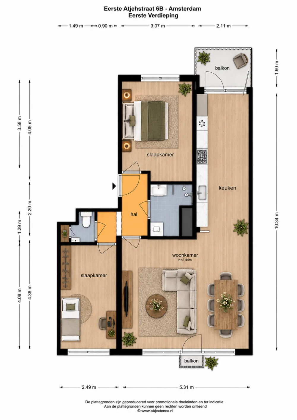 Plattegrond Eerste Atjehstraat 6-B - Plattegrond 2