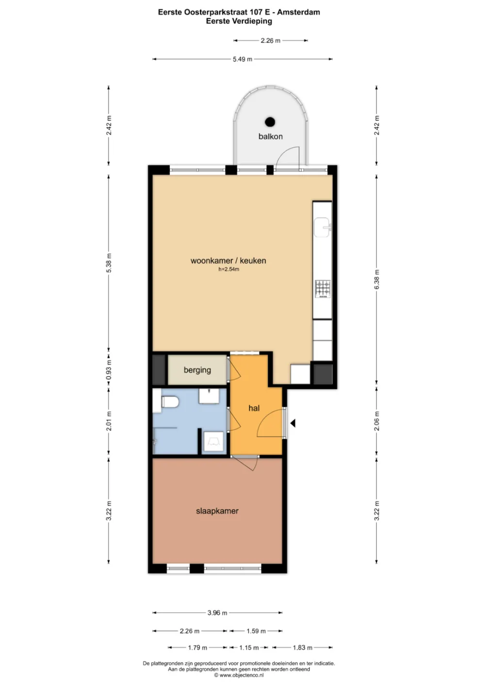 Plattegrond Eerste Oosterparkstraat 107-E - Plattegrond 1