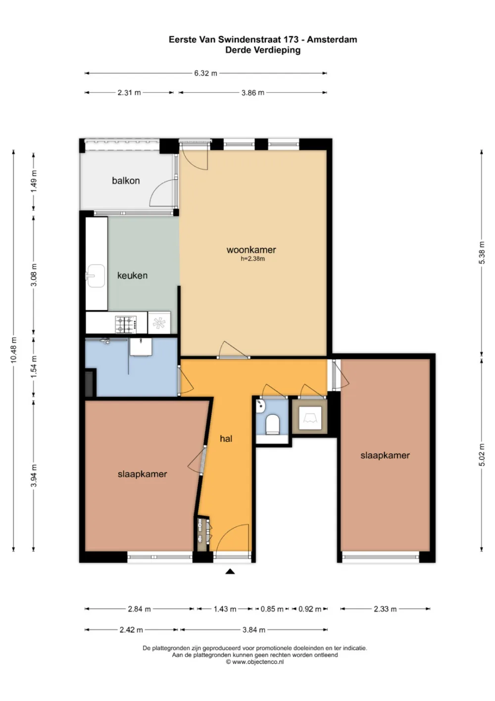 Plattegrond Eerste Van Swindenstraat 173 - Plattegrond 1