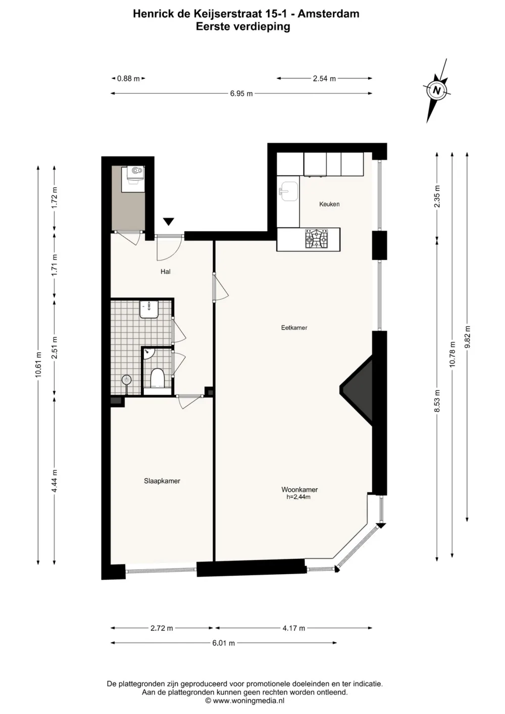 Plattegrond Henrick de Keijserstraat 15-1 - Plattegrond 1