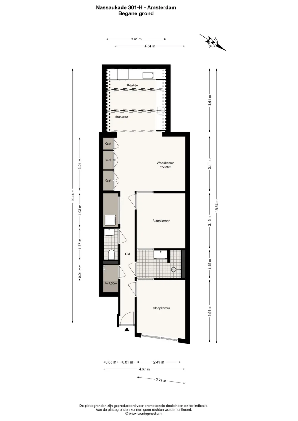 Plattegrond Nassaukade 301-H - Plattegrond 1