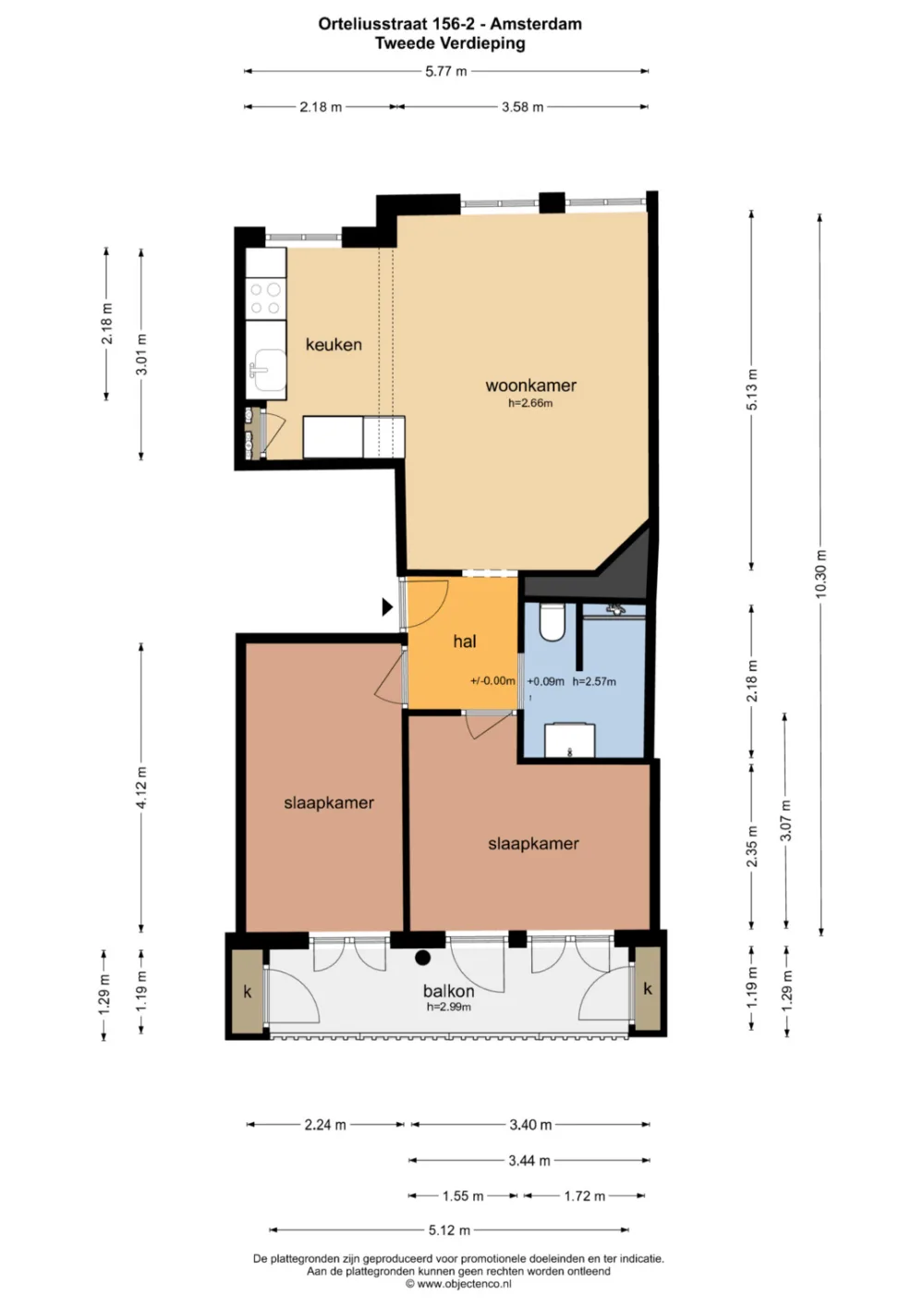Plattegrond Orteliusstraat 156-2 - Plattegrond 1