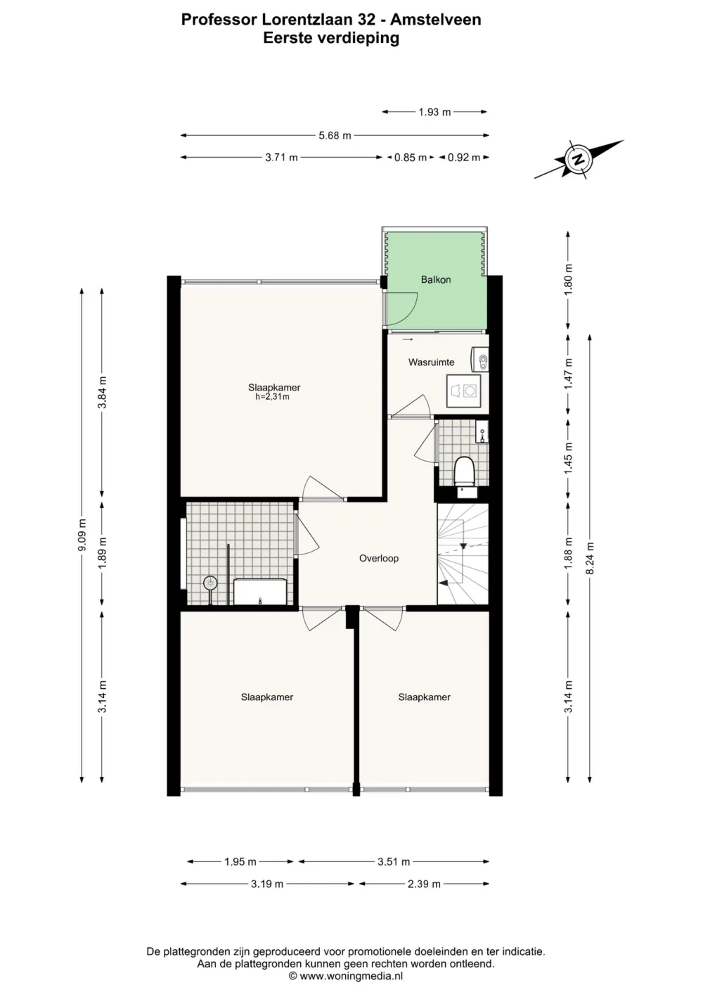 Plattegrond Prof. Lorentzlaan 32 - Plattegrond 2