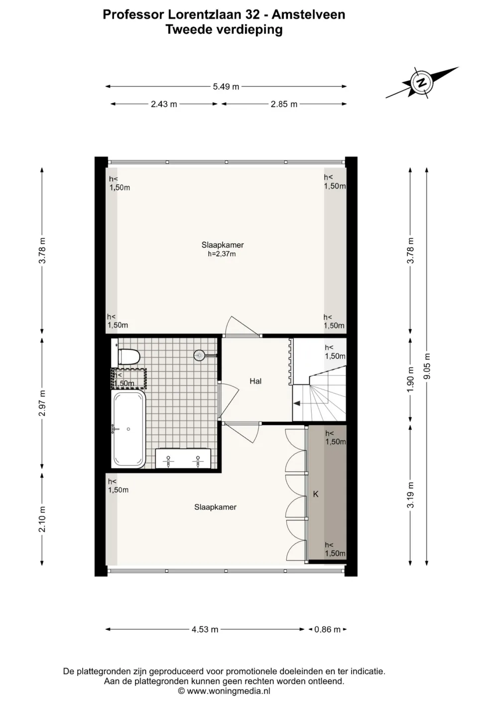 Plattegrond Prof. Lorentzlaan 32 - Plattegrond 3