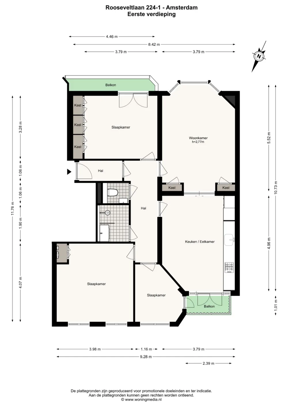 Plattegrond Rooseveltlaan 224-1 - Plattegrond 1