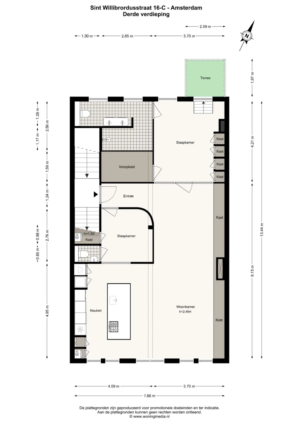 Plattegrond Sint Willibrordusstraat 16-C - Plattegrond 1