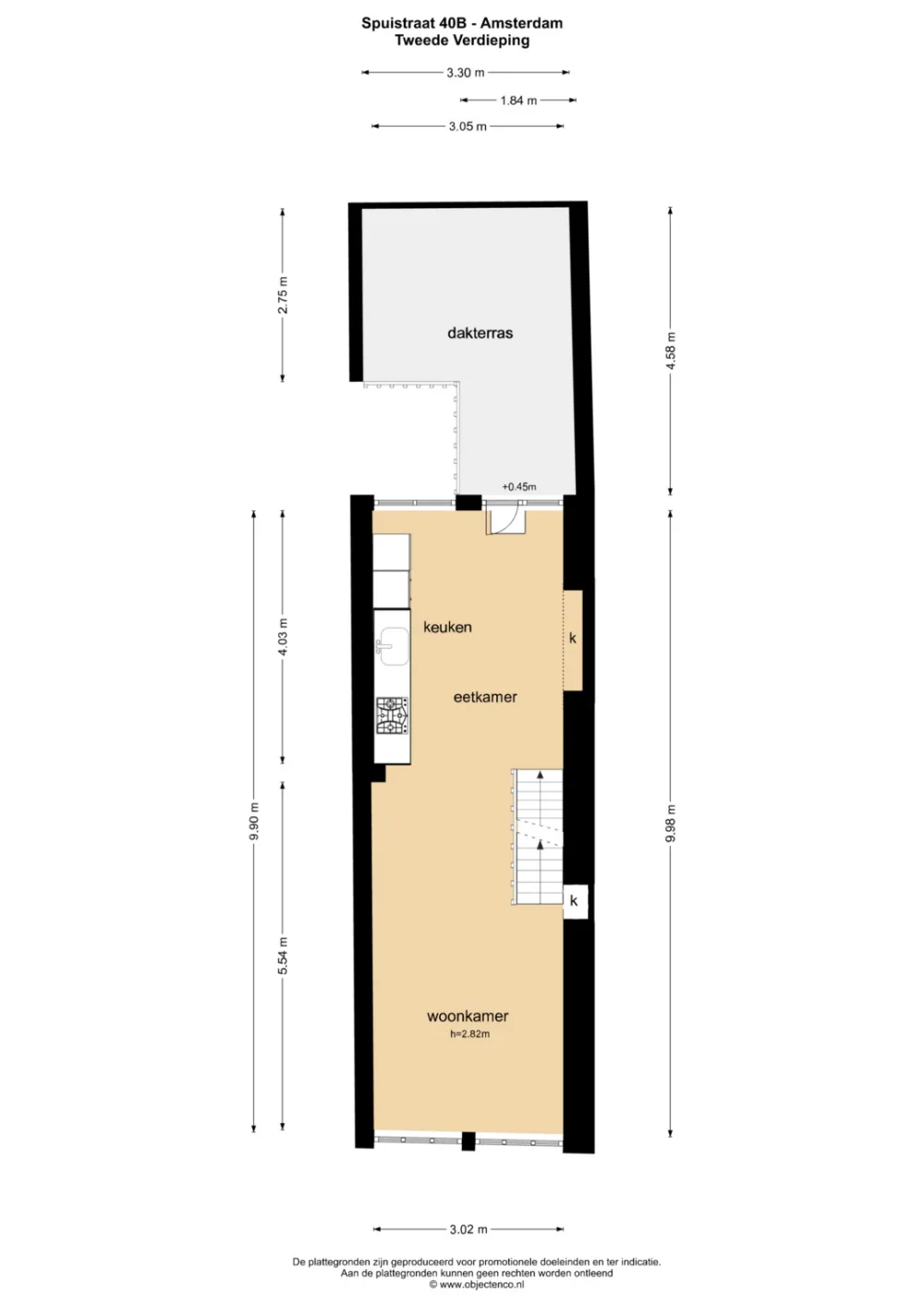 Plattegrond Spuistraat 40-B - Plattegrond 2