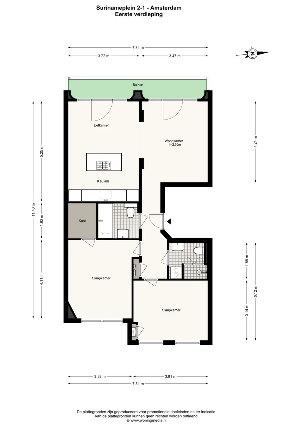 Floor plan Surinameplein 2-1 - Floor plan 1