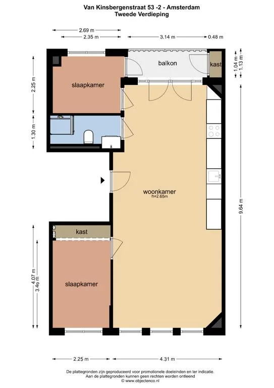 Plattegrond Van Kinsbergenstraat 53-2 - Plattegrond 4