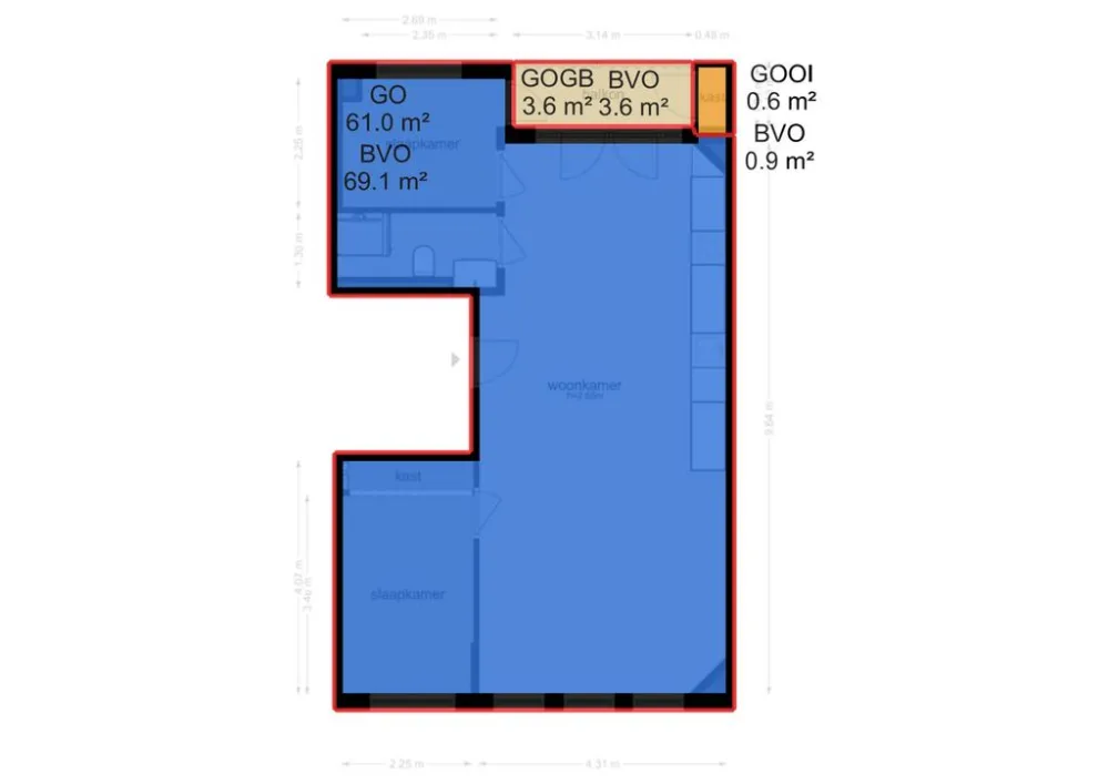 Plattegrond Van Kinsbergenstraat 53-2 - Plattegrond 1