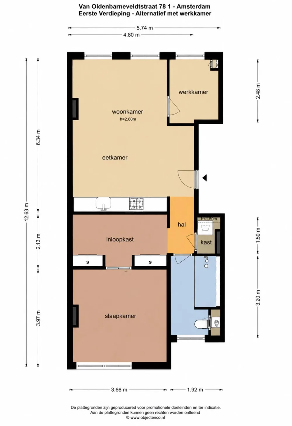 Plattegrond Van Oldenbarneveldtstraat 78-1 - Plattegrond 2