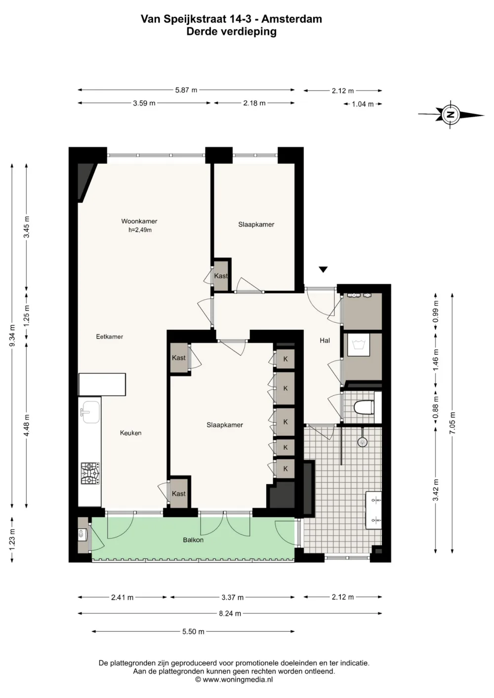 Plattegrond Van Speijkstraat 14-3 - Plattegrond 1
