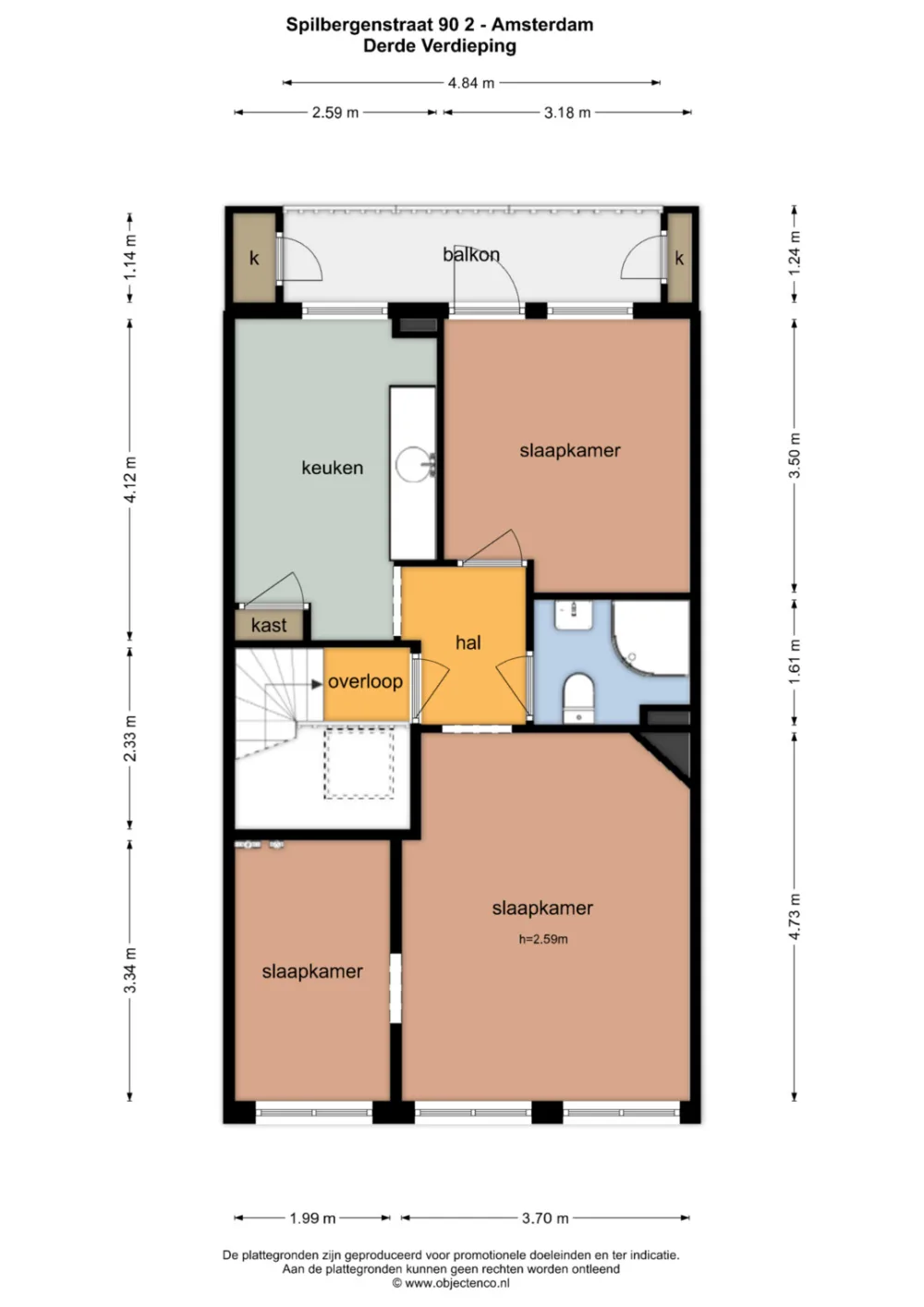 Plattegrond Van Spilbergenstraat 90-H - Plattegrond 4