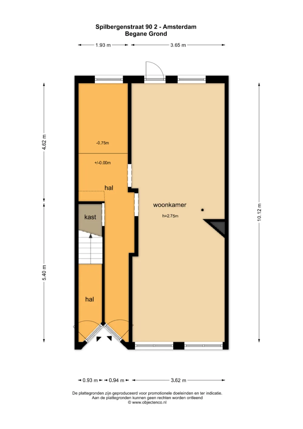 Plattegrond Van Spilbergenstraat 90-H - Plattegrond 1