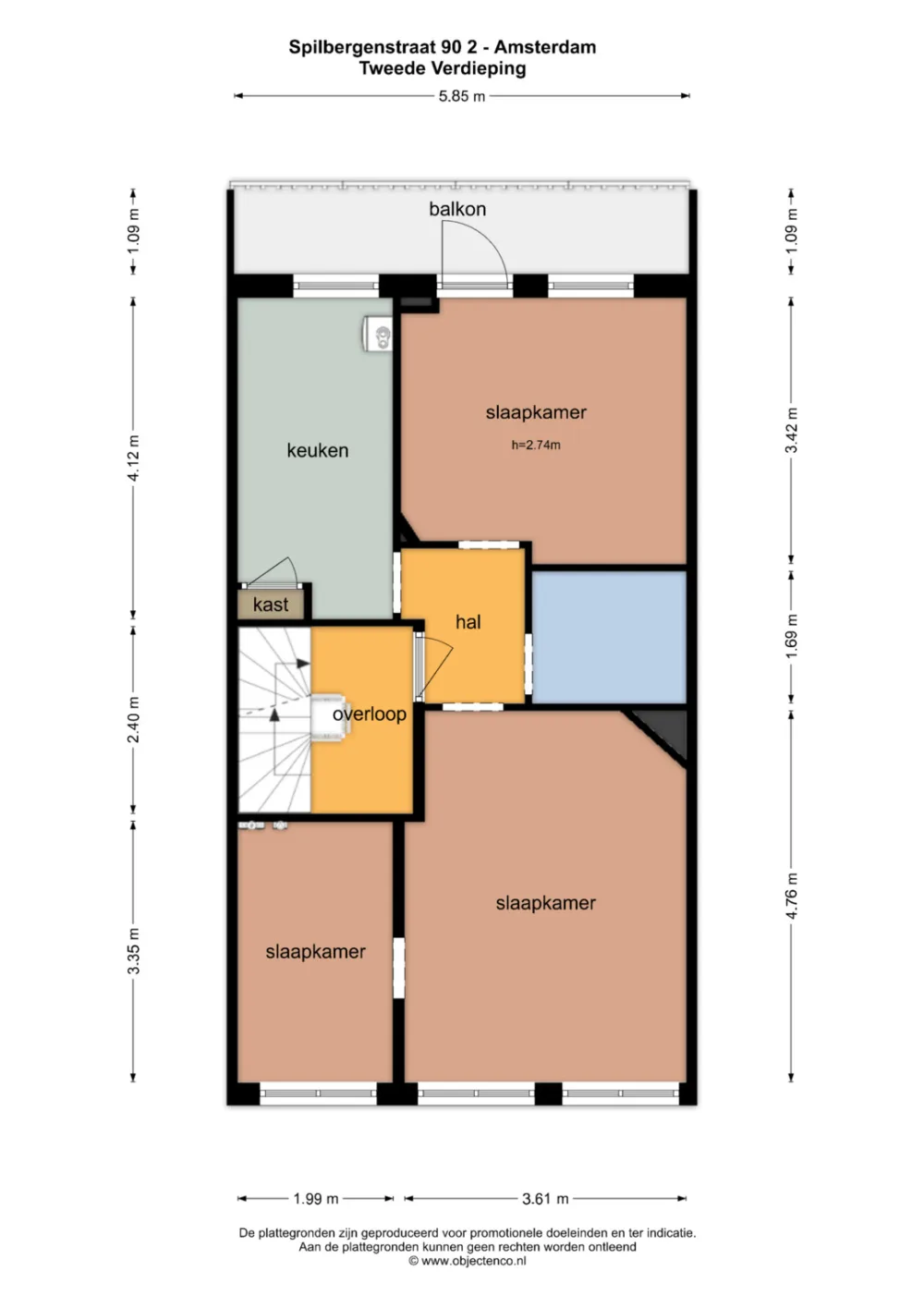 Plattegrond Van Spilbergenstraat 90-H - Plattegrond 3