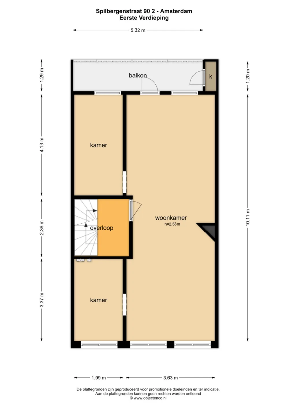 Plattegrond Van Spilbergenstraat 90-H - Plattegrond 2