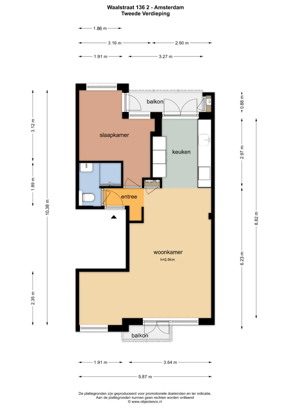 Plattegrond Waalstraat 136-2 - Plattegrond 1